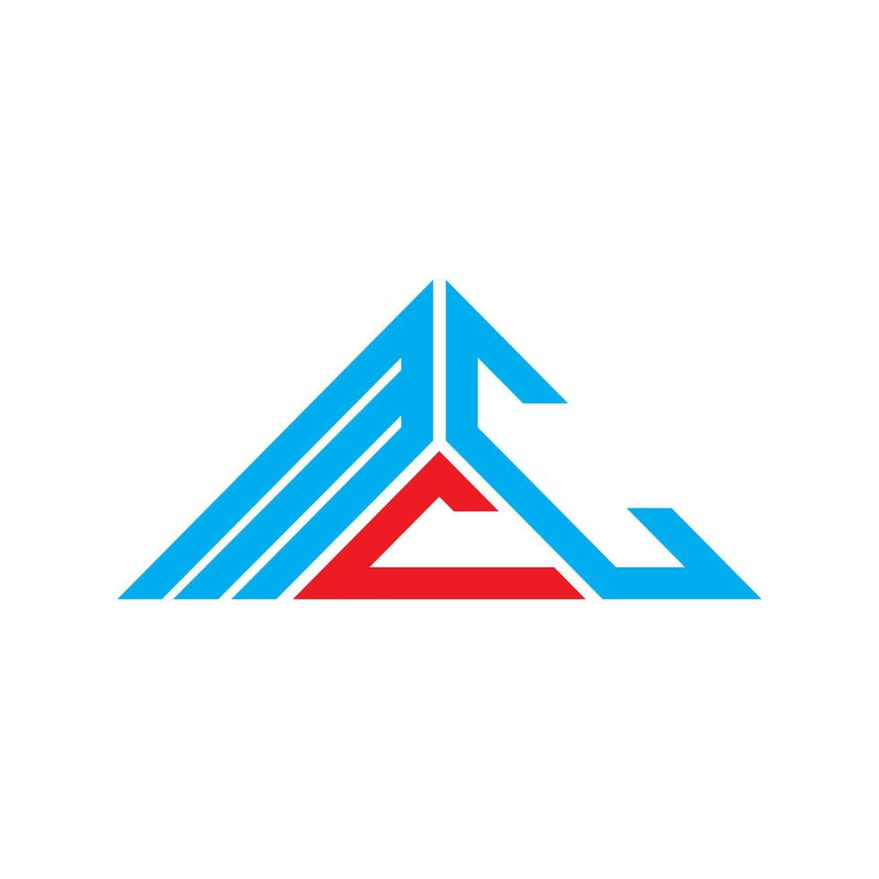design criativo do logotipo da letra mcc com gráfico vetorial, logotipo simples e moderno do mcc em forma de triângulo. vetor