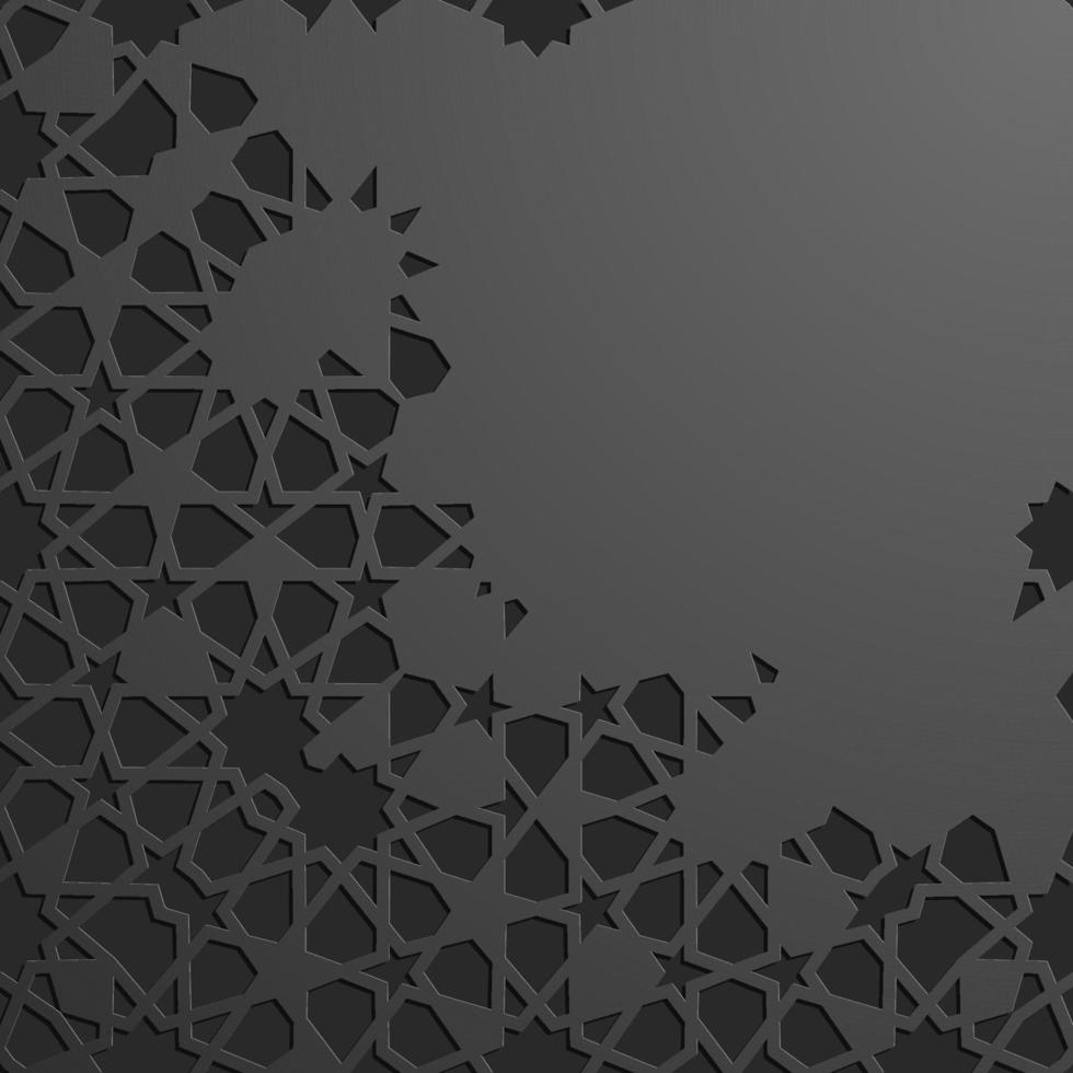 fundo geométrico padrão islâmico preto. ilustração em vetor estilo oriental ramadan kareem. padrão de vetor de ramadhan mubarak. ilustração de ornamento árabe. eps10.