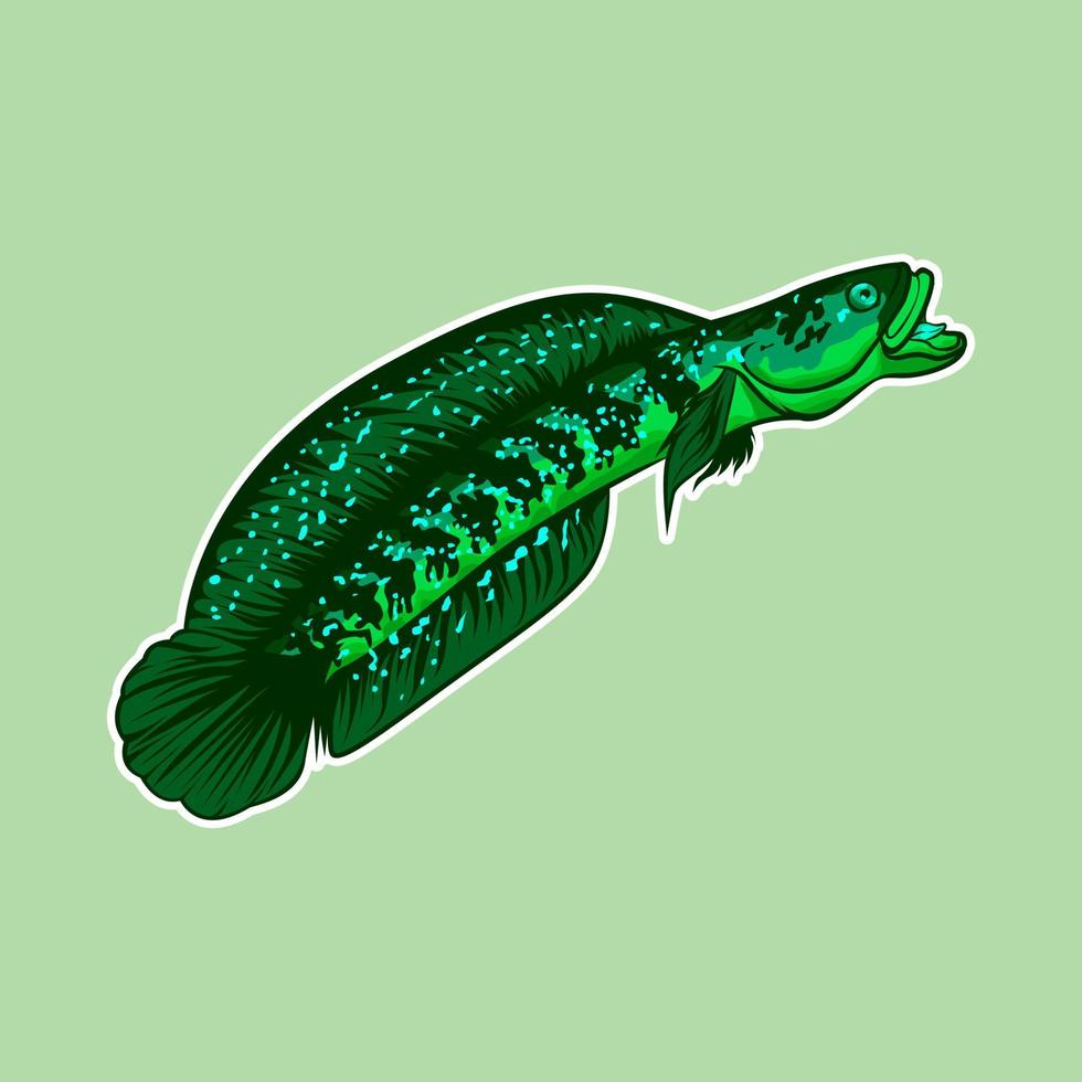 ilustração de logotipo de mascote de vetor de peixe cabeça de cobra channa