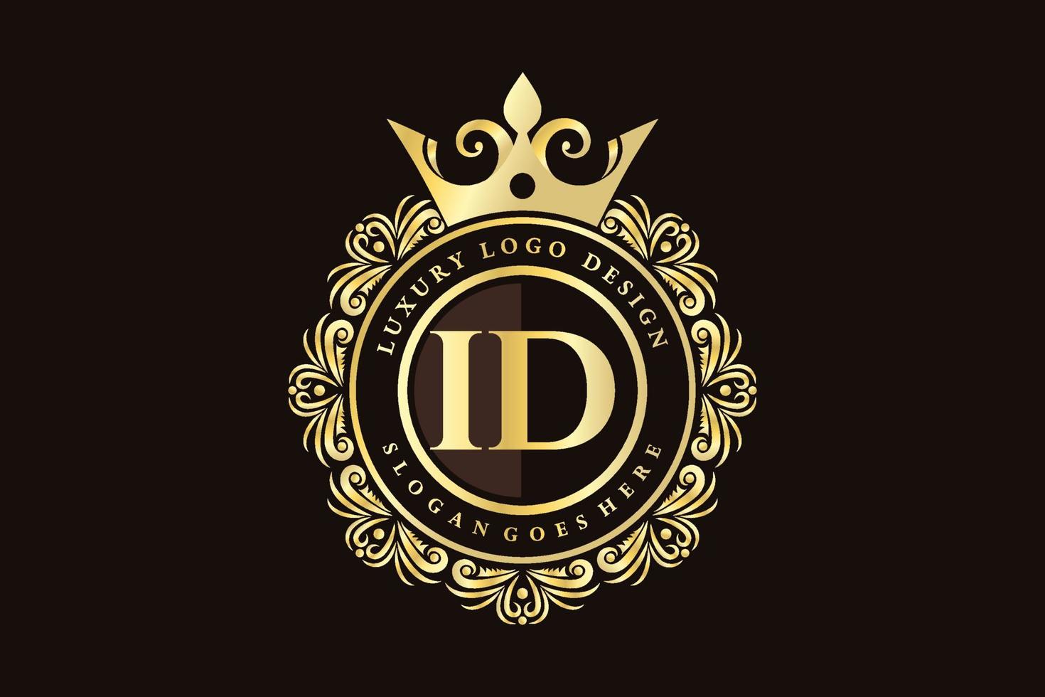 id letra inicial ouro caligráfico feminino floral mão desenhada monograma heráldico antigo estilo vintage luxo design de logotipo vetor premium