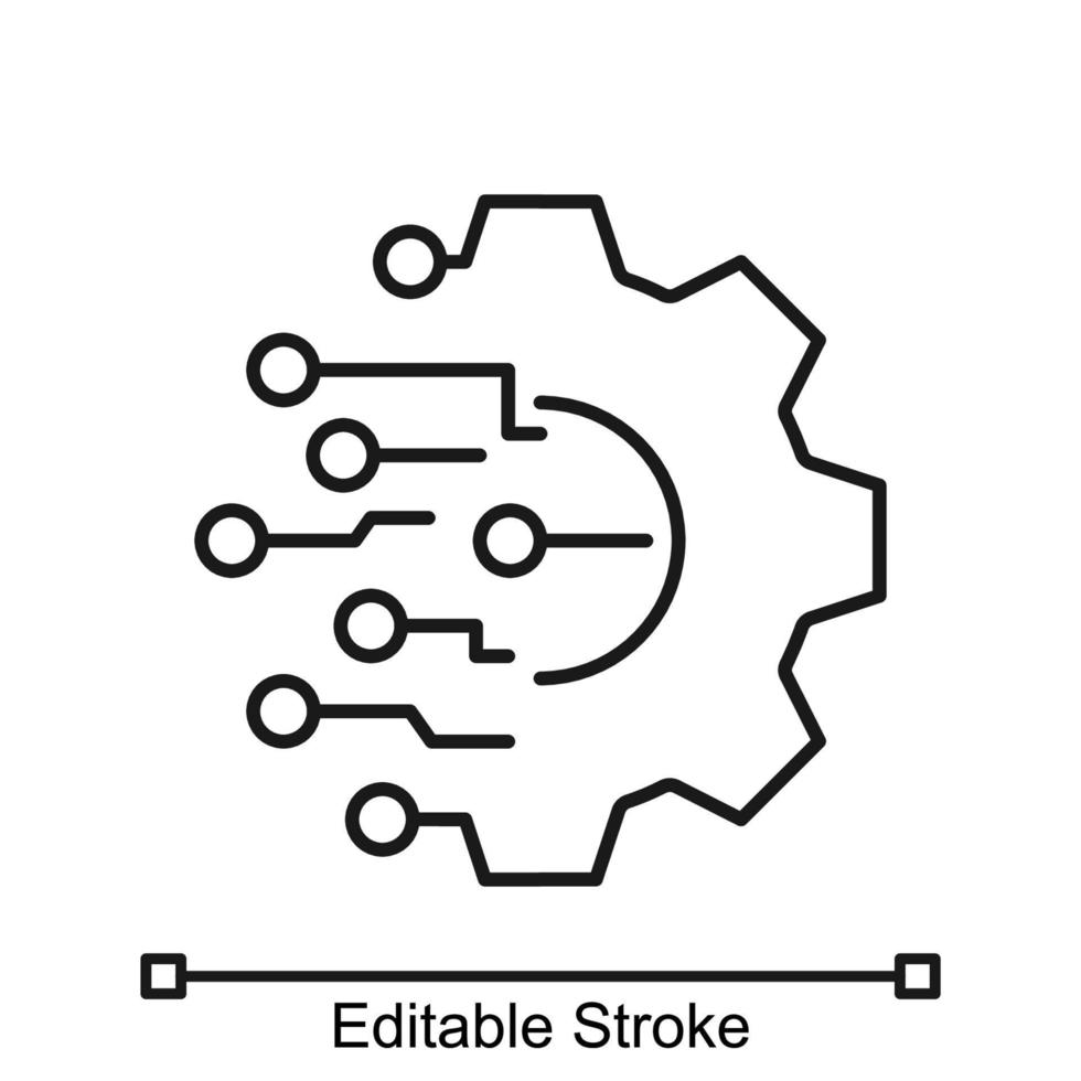 conceito de ícone de engrenagem de tecnologia digital isolado no fundo branco. ilustração vetorial. cor editável vetor