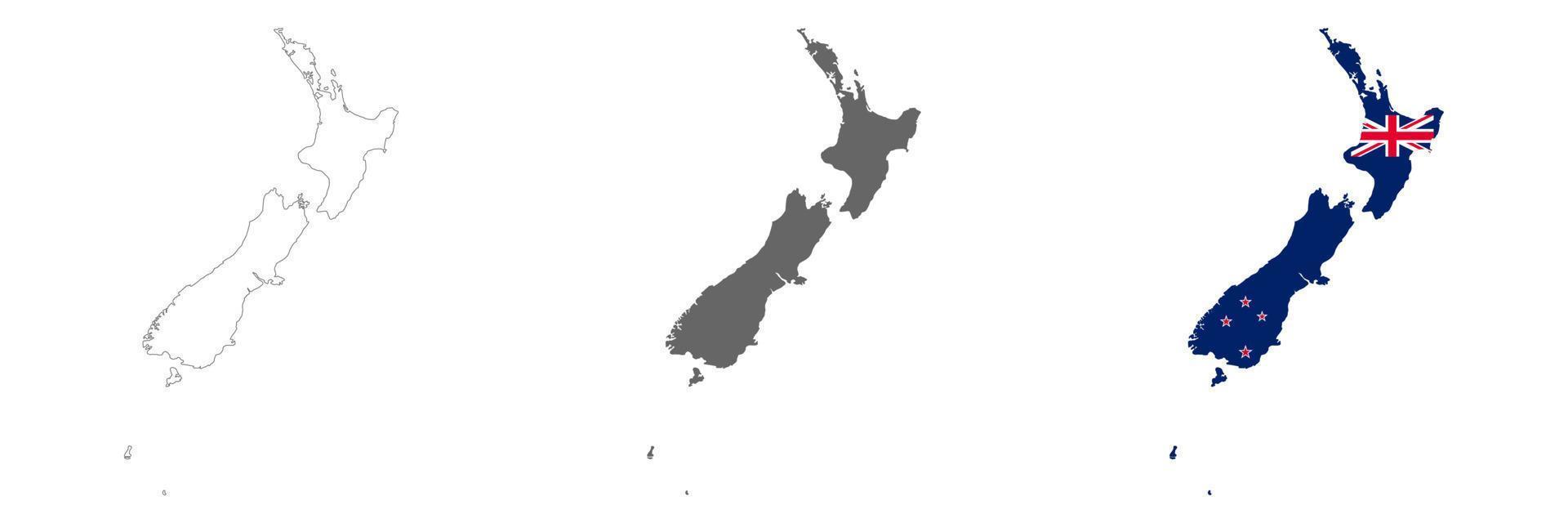 mapa altamente detalhado da nova zelândia com bordas isoladas no fundo vetor