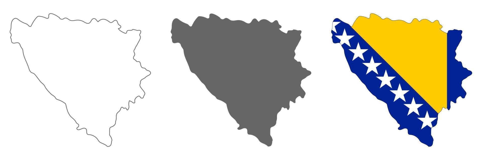 mapa altamente detalhado da Bósnia e Herzegovina com fronteiras isoladas no fundo vetor