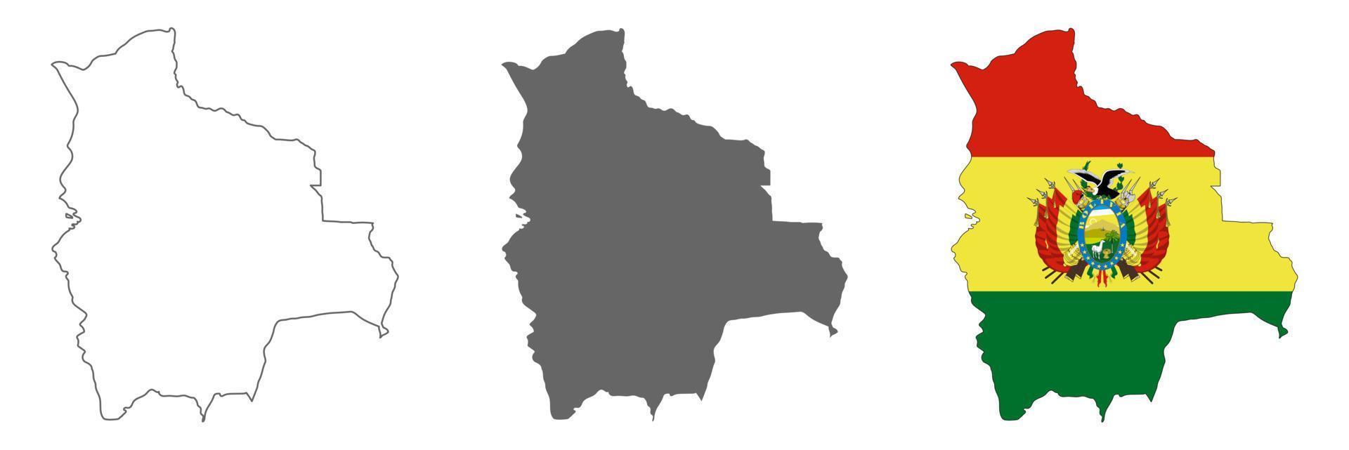 mapa da Bolívia altamente detalhado com bordas isoladas no fundo vetor
