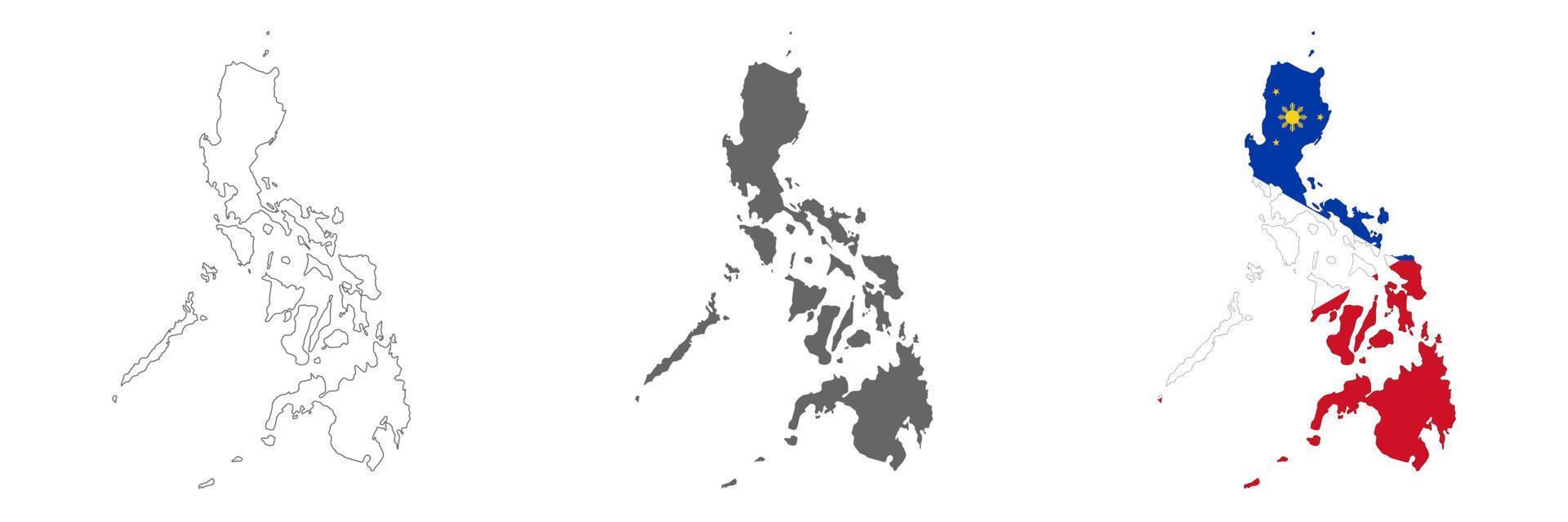 mapa altamente detalhado das Filipinas com bordas isoladas no fundo vetor