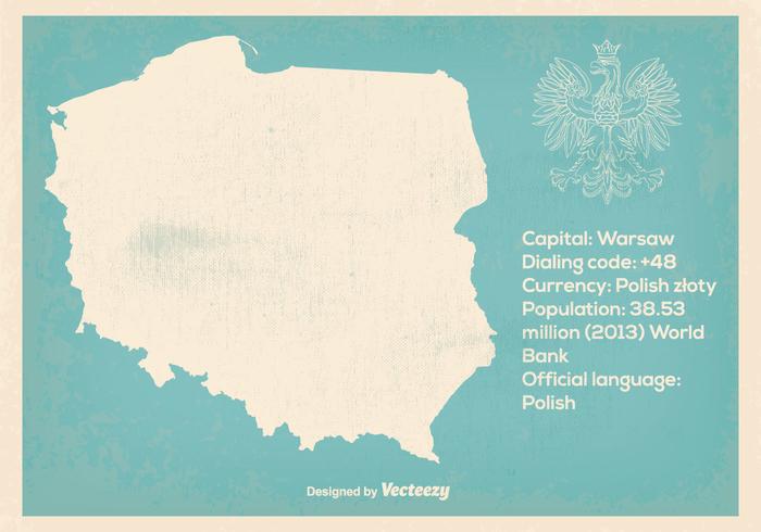 Ilustração retro do mapa de Poland do estilo vetor