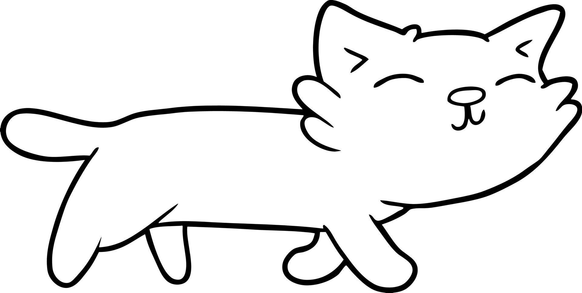 gato de desenho de linha de desenho animado vetor