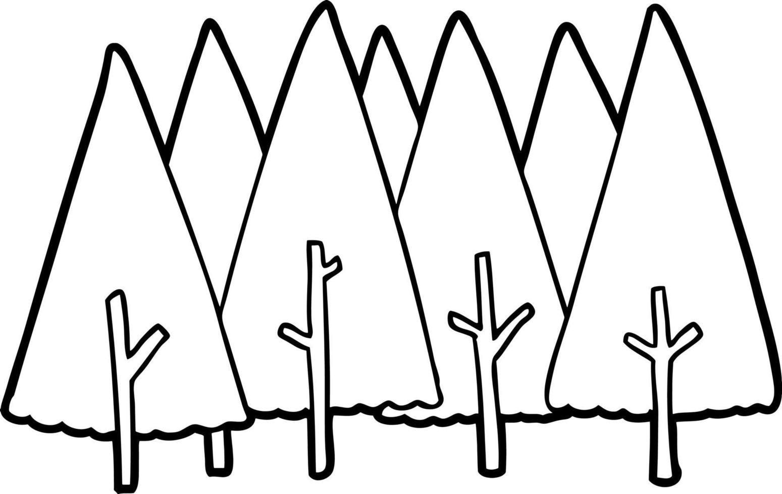 árvores de desenho de linha de desenho animado vetor