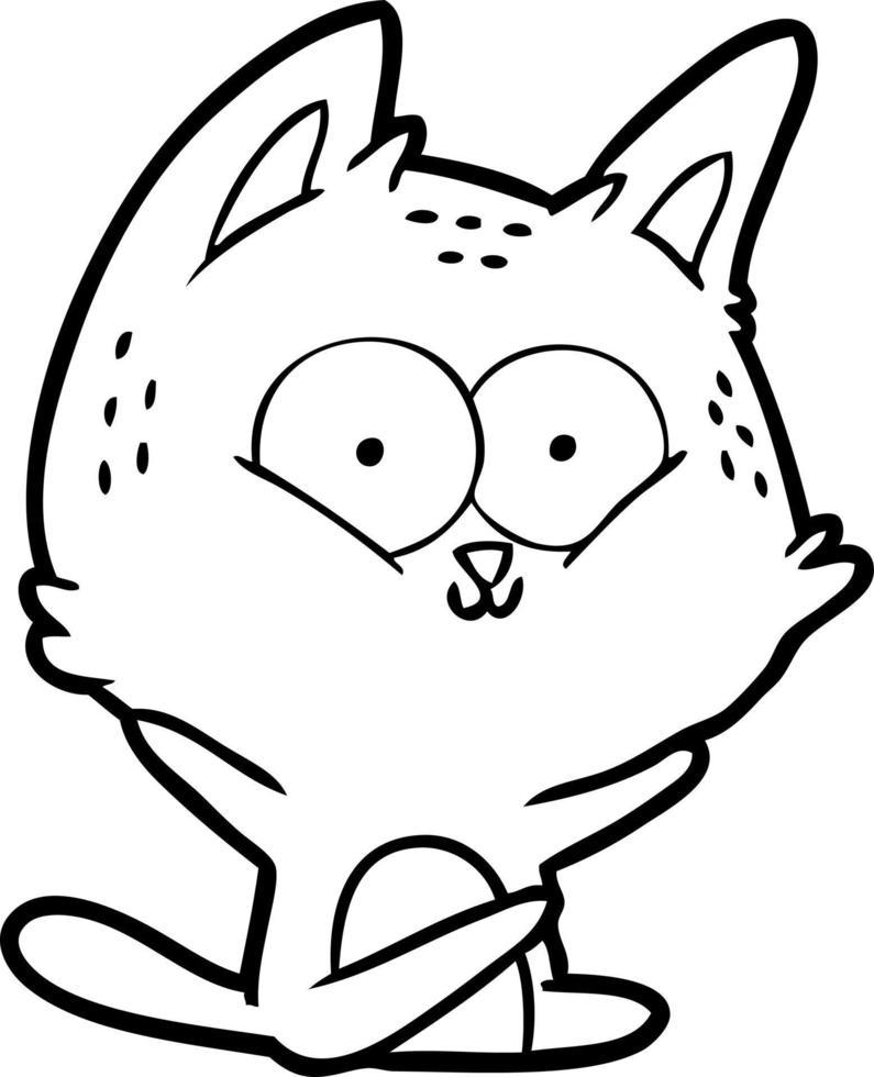 gato de desenho de linha de desenho animado vetor