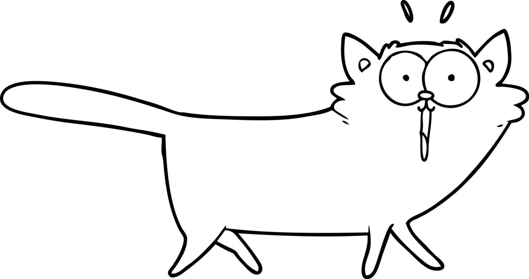 gato de desenho de linha de desenho animado vetor
