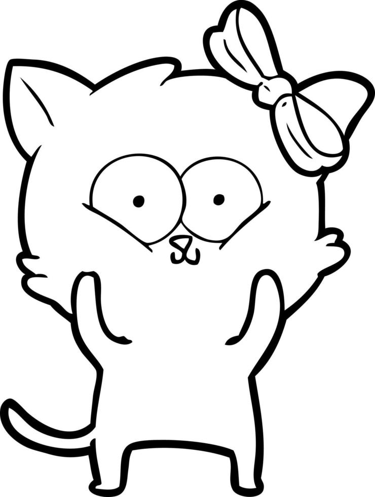 gato de desenho de linha de desenho animado vetor