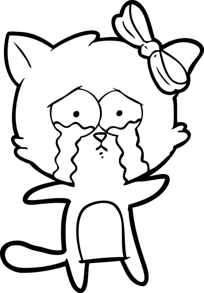 gato de desenho de linha de desenho animado vetor