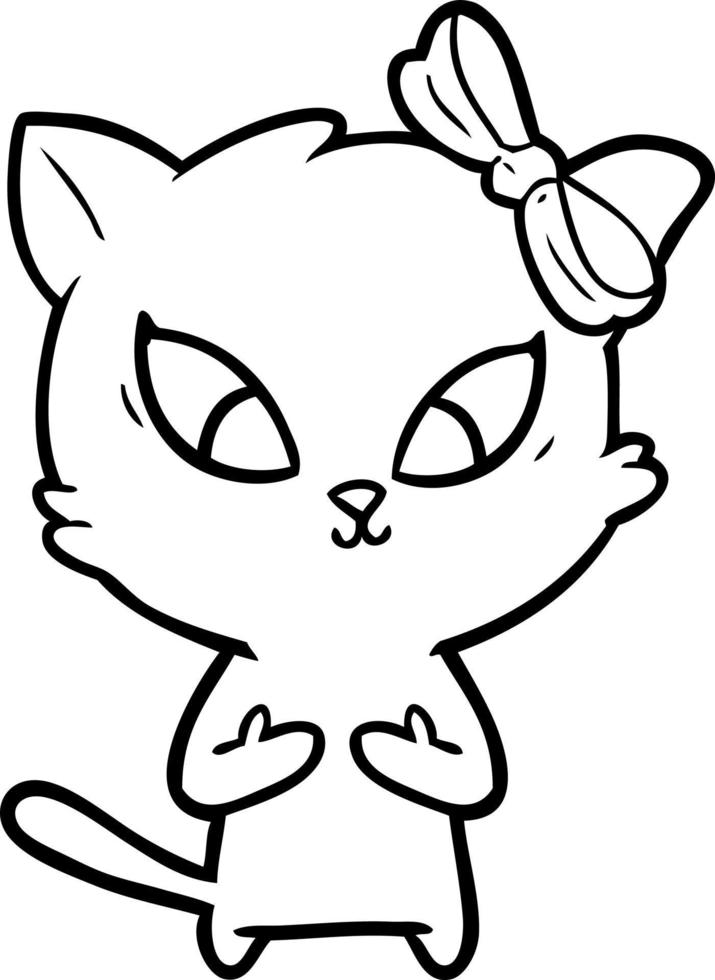 gato de desenho de linha de desenho animado vetor