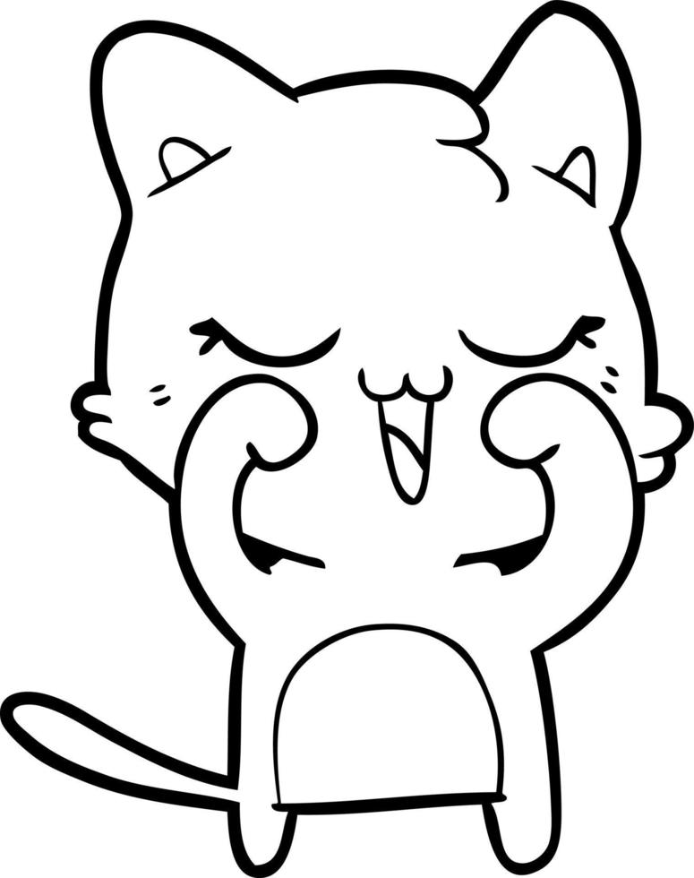 gato de desenho de linha de desenho animado vetor