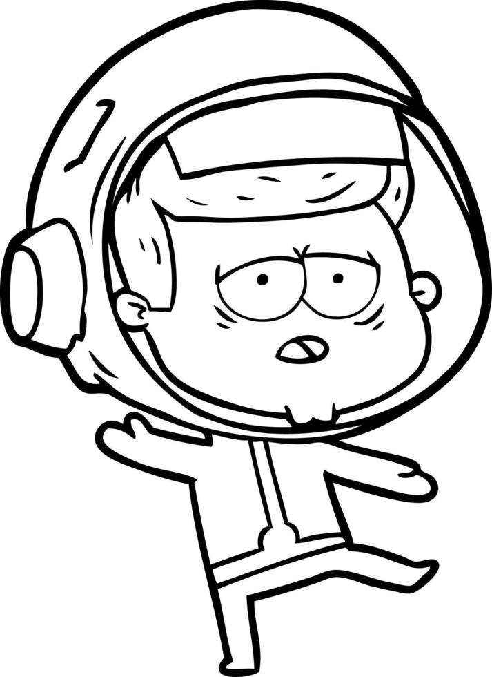 astronauta cansado dos desenhos animados vetor