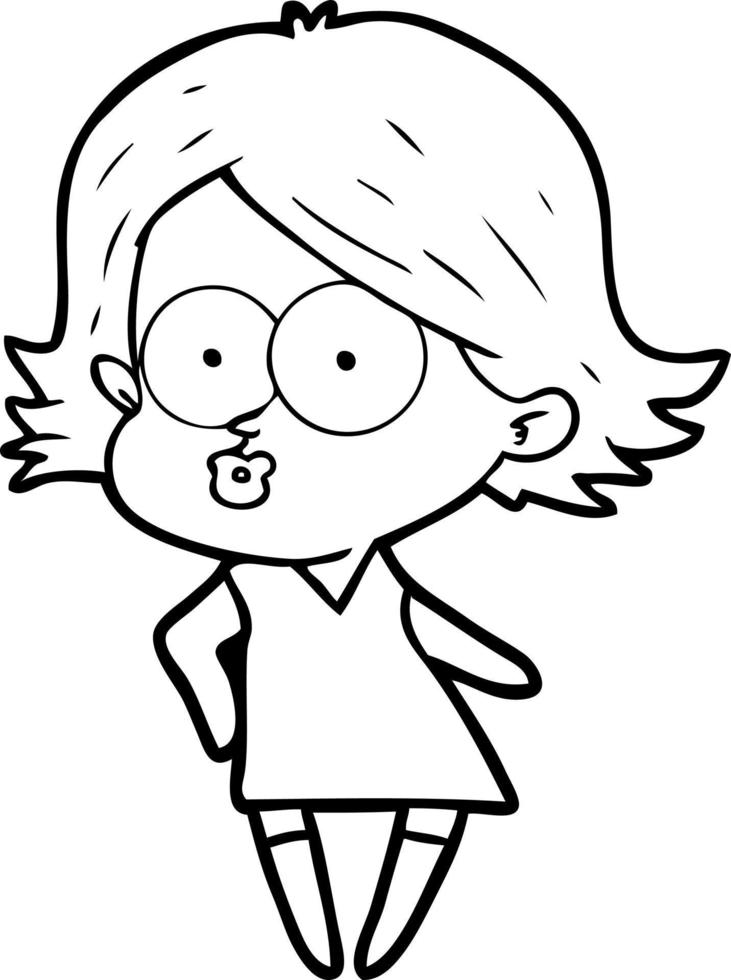 garota dos desenhos animados fazendo beicinho vetor