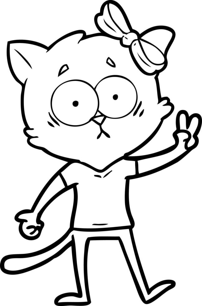 gato de desenho de linha de desenho animado vetor