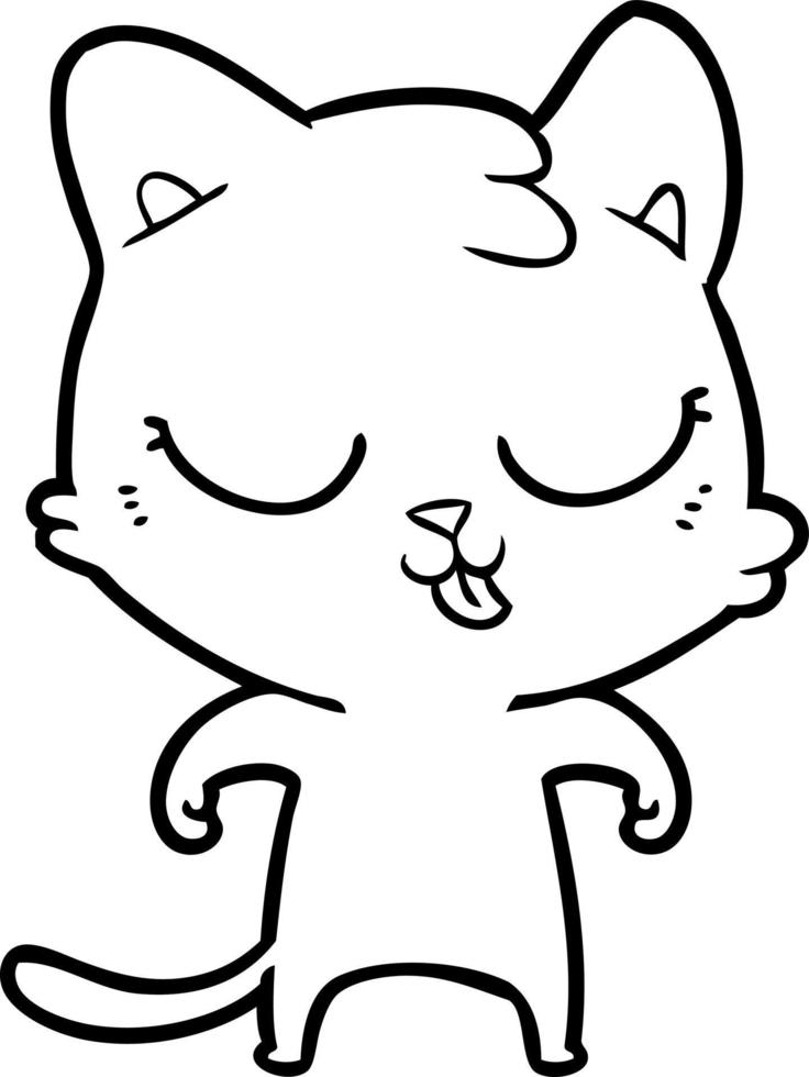 gato de desenho de linha de desenho animado vetor