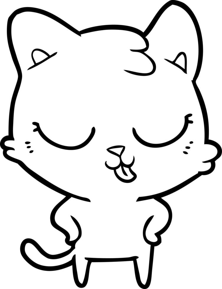 gato de desenho de linha de desenho animado vetor