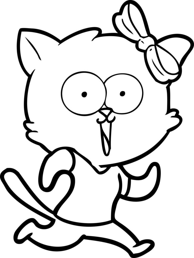 gato de desenho de linha de desenho animado vetor