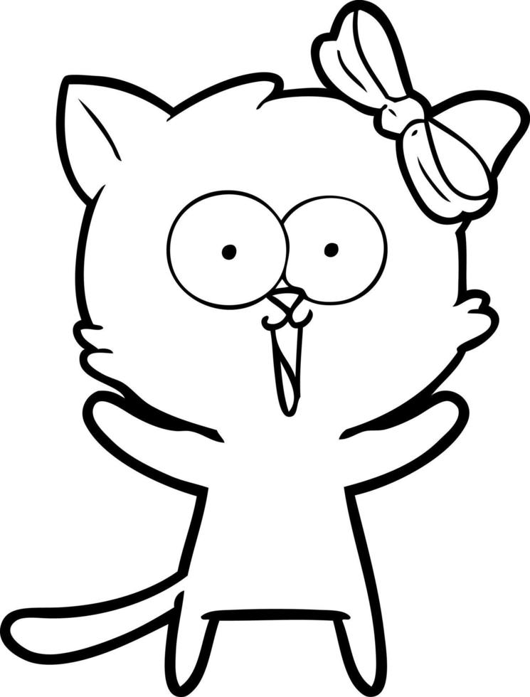 gato de desenho de linha de desenho animado vetor