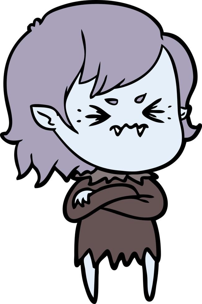 garota vampira irritada dos desenhos animados vetor