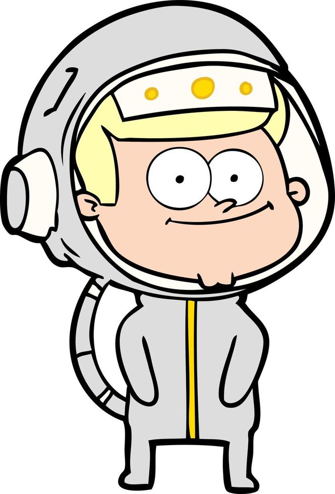 desenho animado de astronauta feliz vetor