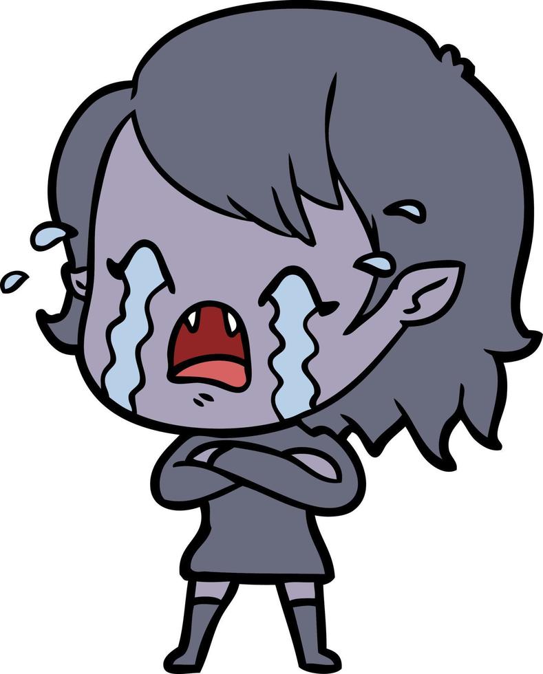 menina vampira chorando de desenho animado vetor