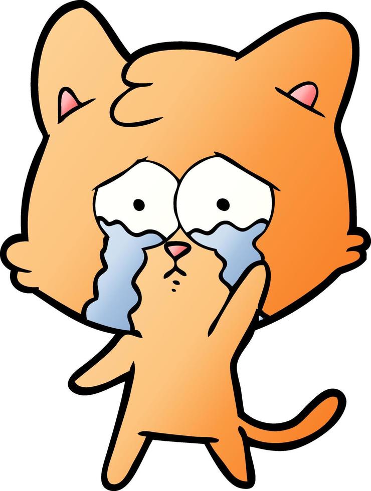 desenho animado gato chorando vetor