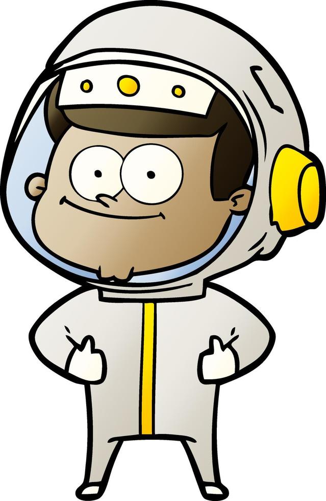 desenho animado de astronauta feliz vetor