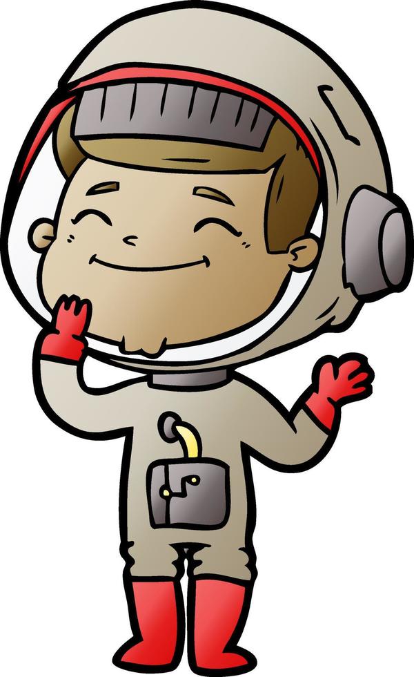 astronauta de desenho animado feliz vetor