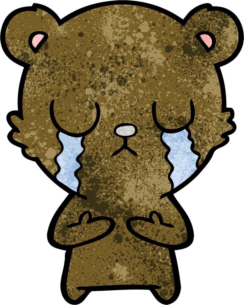 urso de desenho animado chorando vetor
