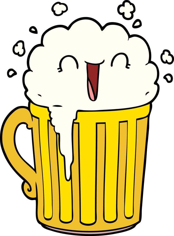 caneca de cerveja de desenho animado feliz vetor