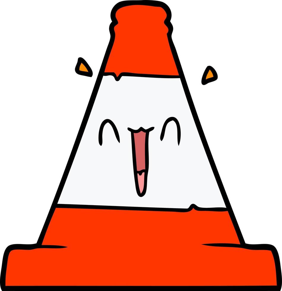 cone de tráfego rodoviário dos desenhos animados vetor