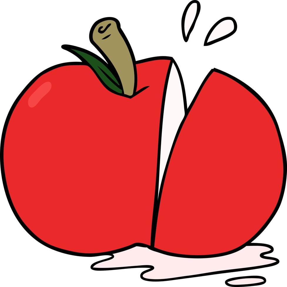 maçã cortada dos desenhos animados vetor
