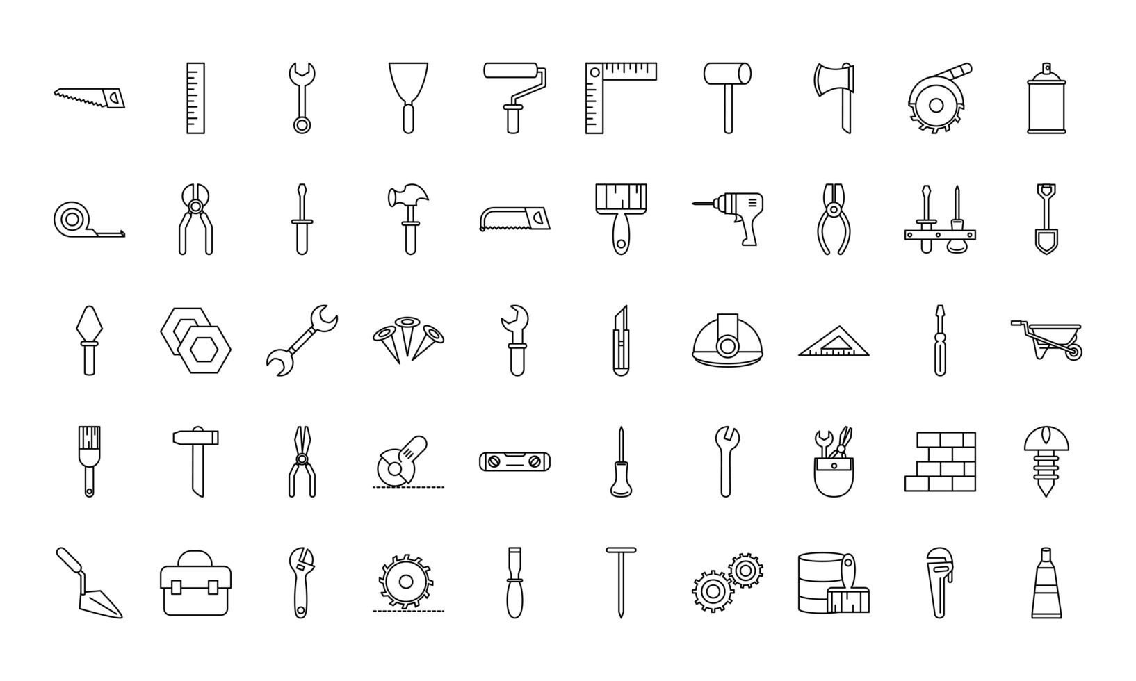 coleção de ícones de construção e reparo de ferramentas vetor