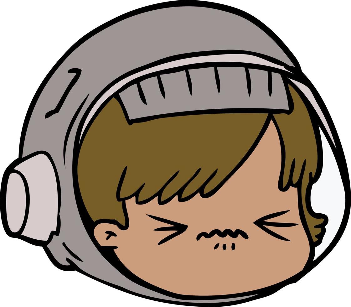 rosto de astronauta estressado dos desenhos animados vetor