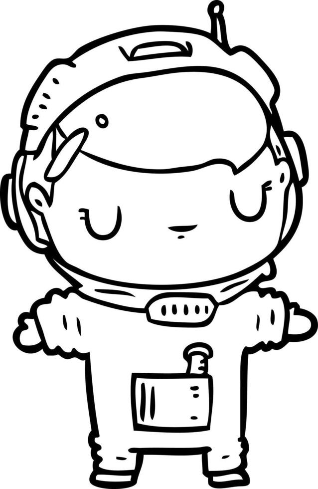 desenho de linha bonito de um astronauta vetor