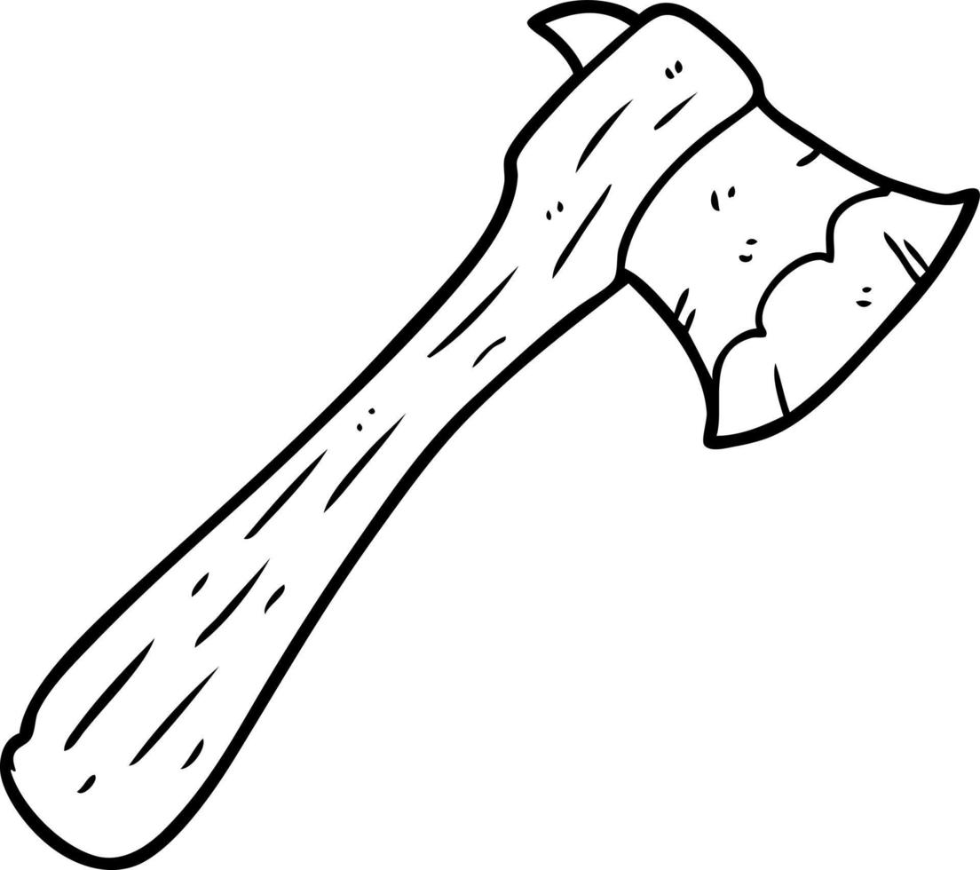 desenho de linha de um machado velho vetor