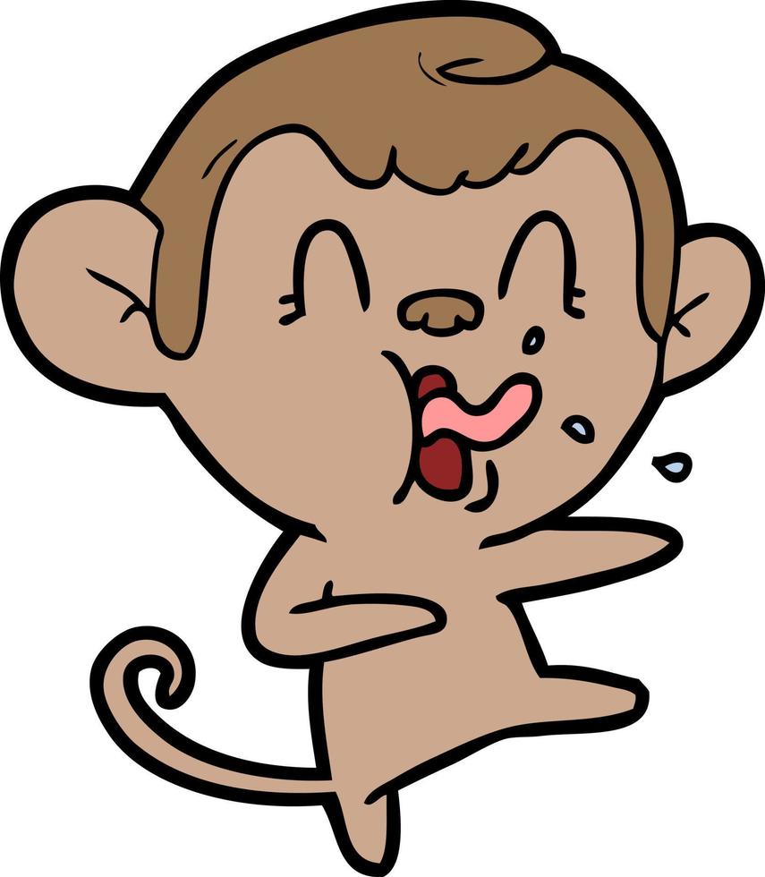 macaco de desenho animado louco dançando vetor
