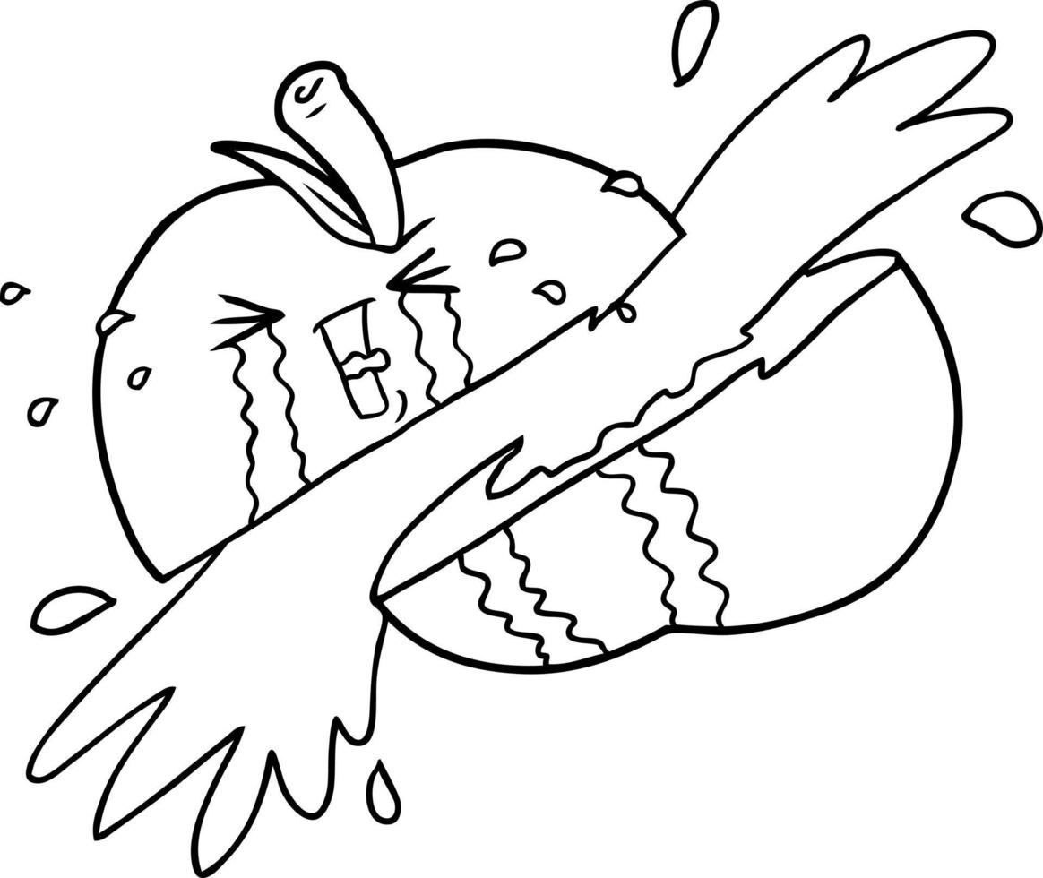 maçã cortada dos desenhos animados vetor