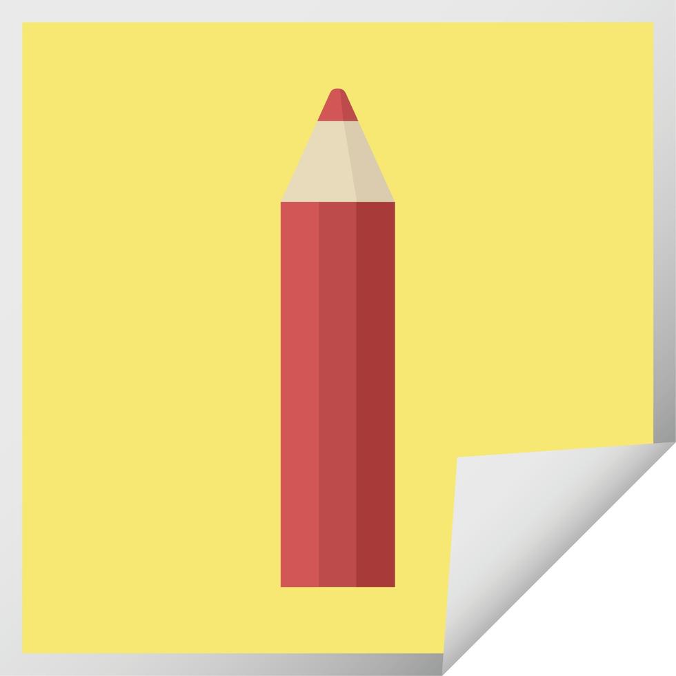 adesivo quadrado de ilustração vetorial gráfico de lápis de coloração vermelho vetor