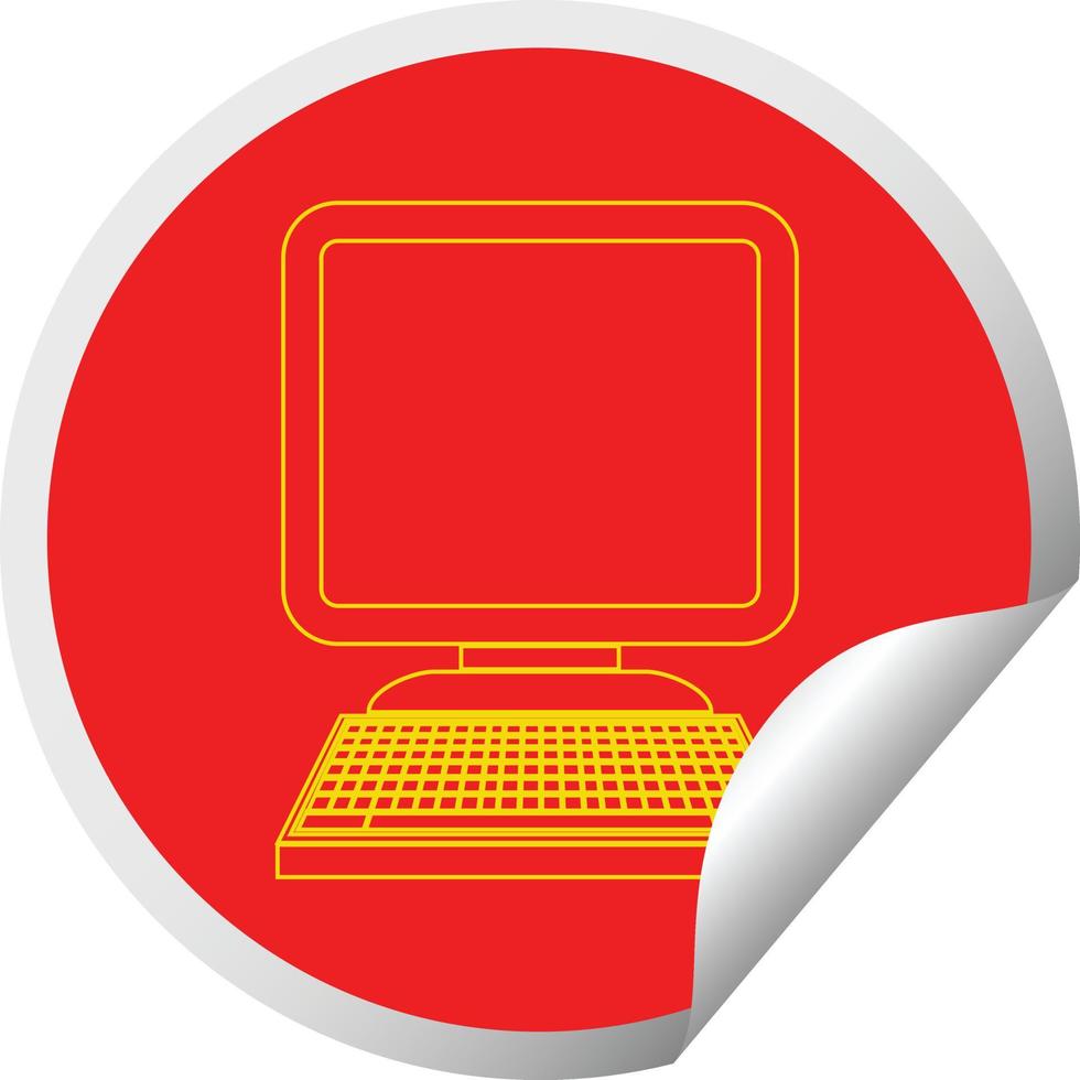ilustração em vetor de adesivo de descascamento circular de ícone de computador