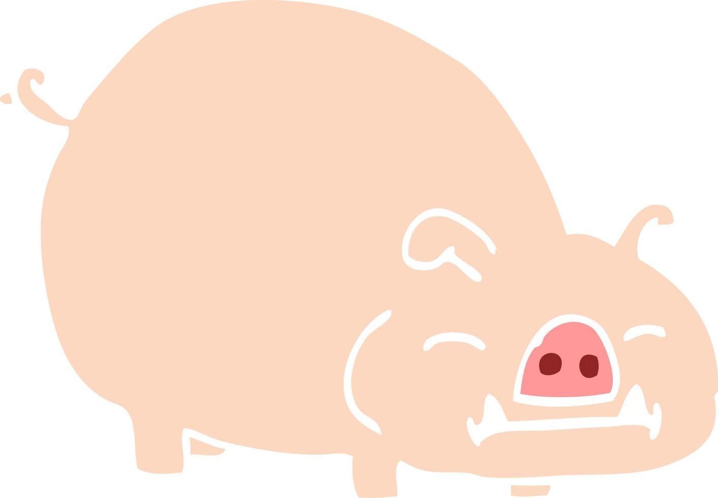 porco de desenho animado de ilustração de cor plana vetor