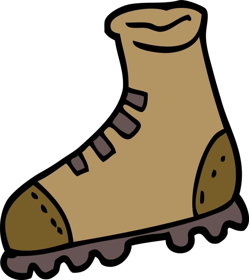 bota de caminhada de desenho animado estilo doodle desenhado à mão vetor