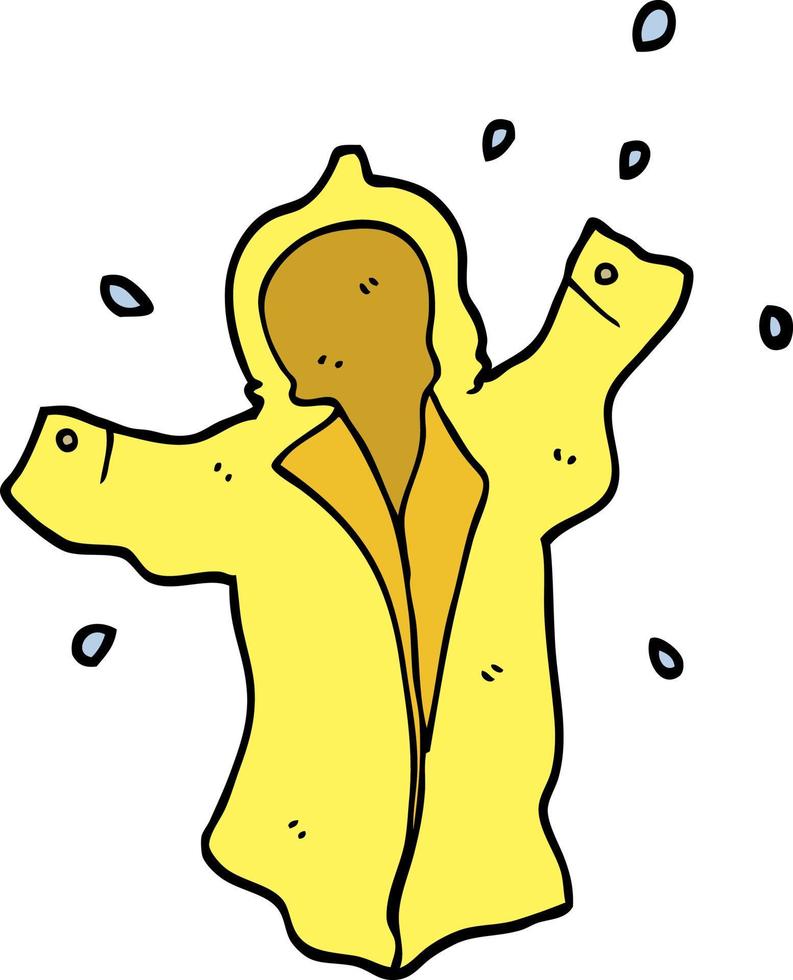 capa de chuva molhada de desenho animado estilo doodle desenhado à mão vetor
