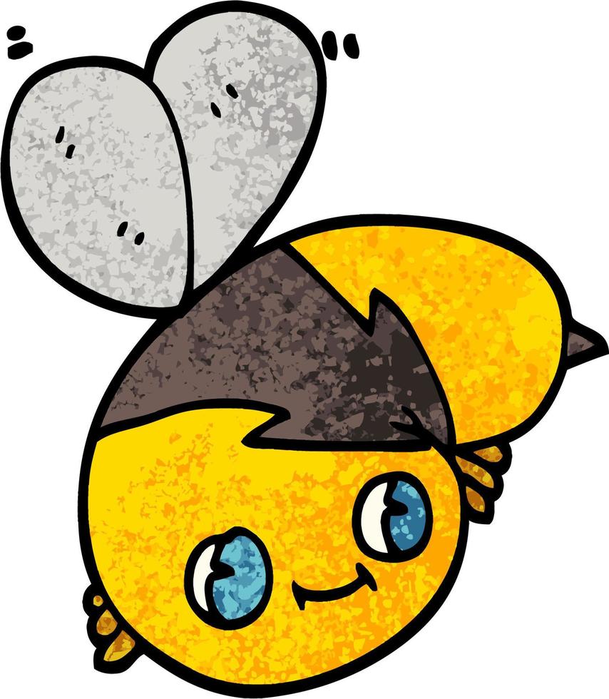 abelha de desenho animado de ilustração texturizada grunge bonito vetor