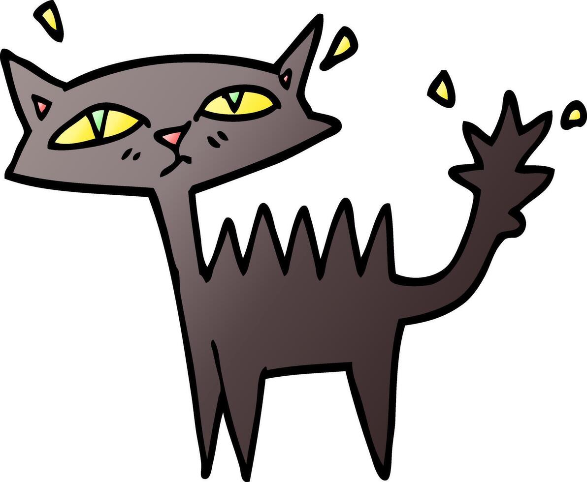 ilustração vetorial gradiente cartoon gato preto de halloween vetor