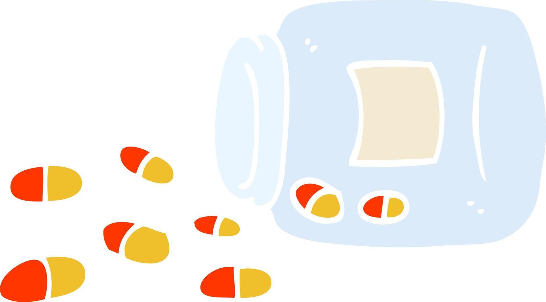frasco de desenhos animados de ilustração de cor plana de pílulas vetor