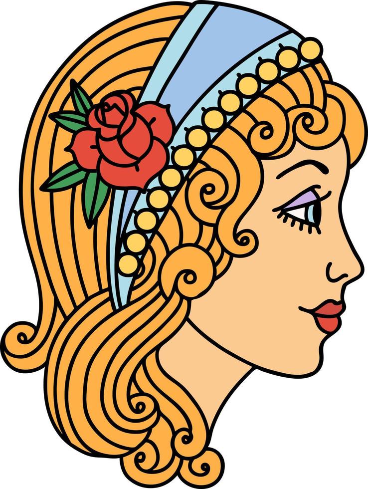 tatuagem tradicional de uma cabeça cigana vetor